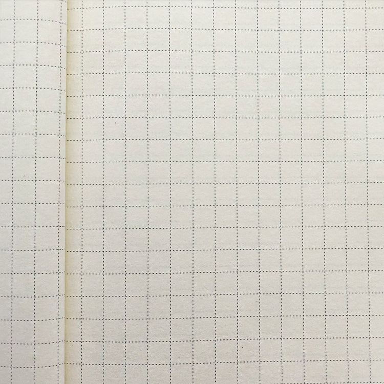 Image shows dot grid pages inside an A5 journal