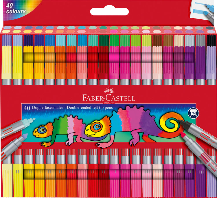 Image shows a se of Faber-Castell double ended felt pens