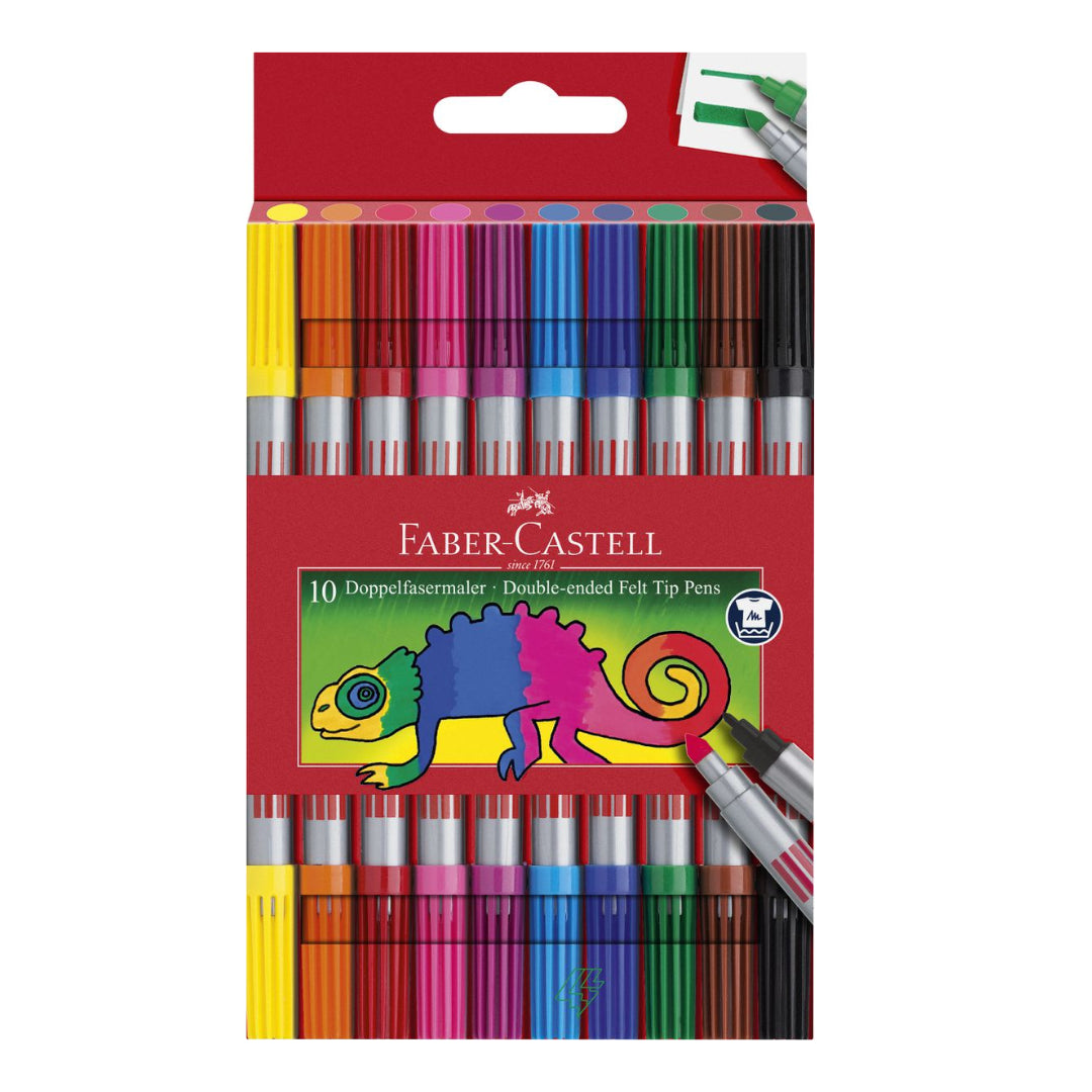 Image shows a set of 10 Faber-Castell Double ended markers