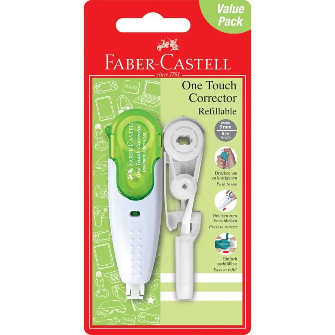 Image shows a Green Faber-Castell Correction pen and refill 