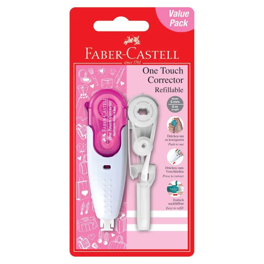 Image shows a Pink Faber-Castell Correction pen and refill 