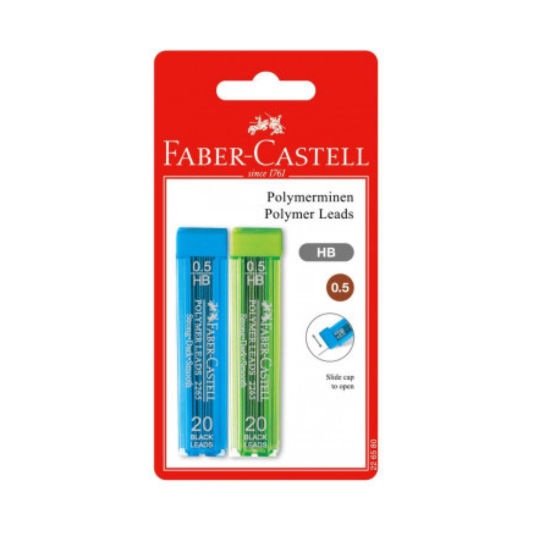 Image shows a pack of 2 Faber-Castell pencil lead tubes 