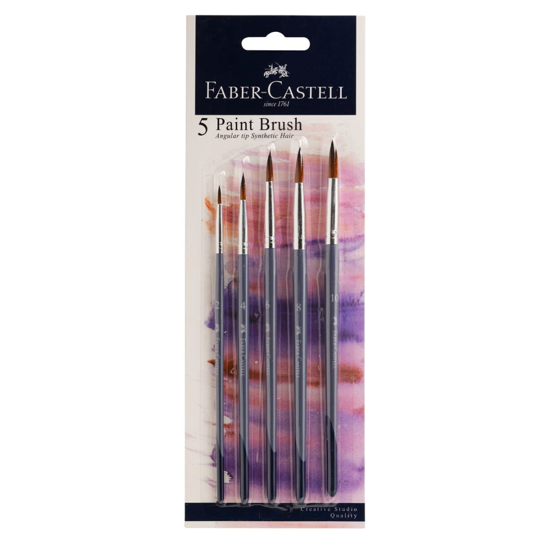 Image shows a Faber-Castell paintbrush set of 5