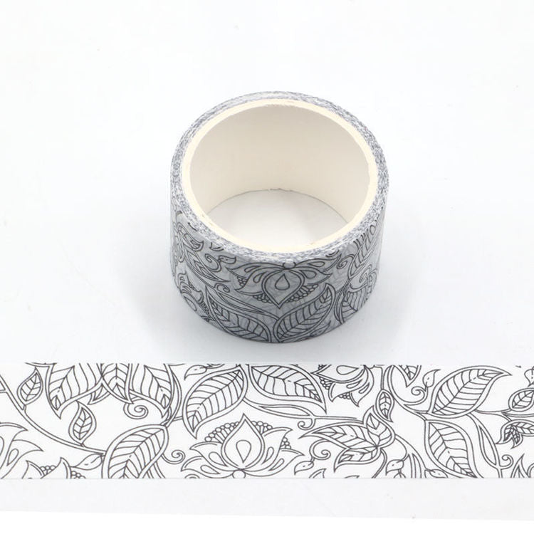 Image shows a colour in washi tape with flowers and leaves 