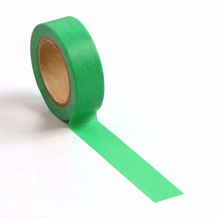 Images shows a green solid washi tape