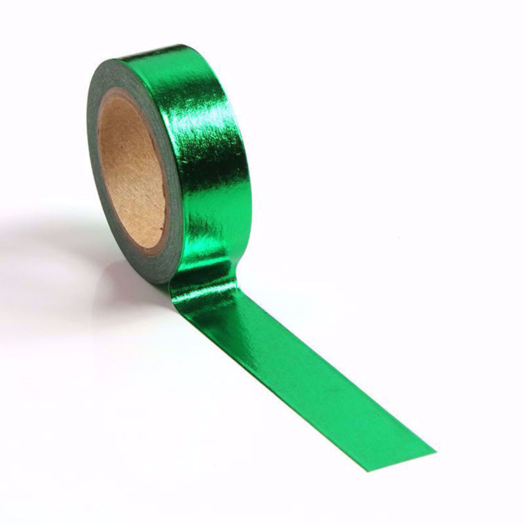 Image shows a solid green foil washi tape