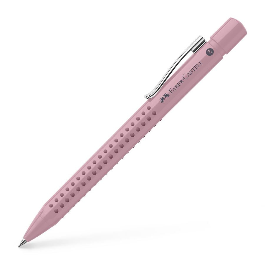 Image shows a pink Faber-Castell mechanical pencil