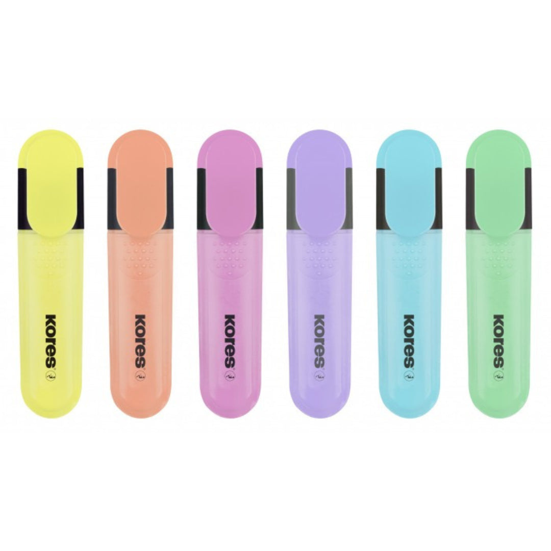 Image shows a set of 6 Kores Pastel Bright Liners 