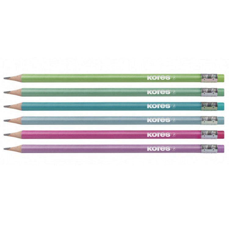 Image shows a set of 6 Kores Metallic Pencils (without packaging)