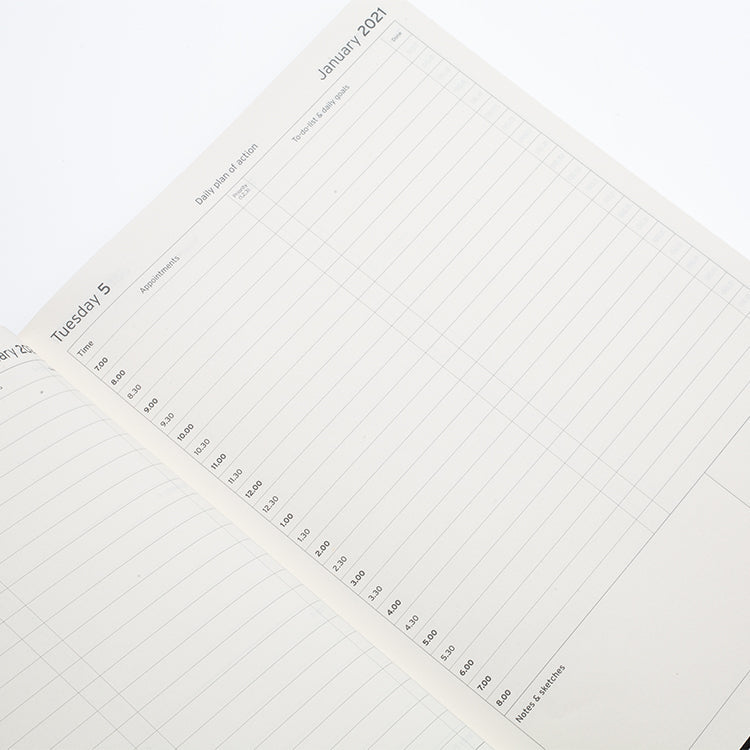 Image shows the daily plan page in the Mauriati Planner