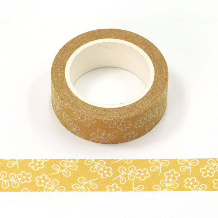 Image shows a washi tape with yellow daisies