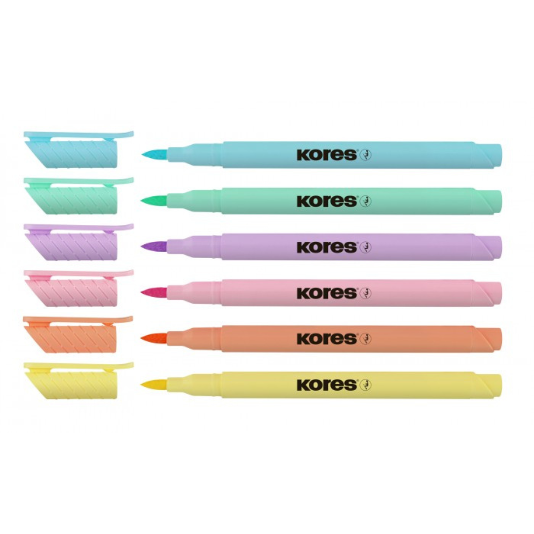 Image shows a set of 6 Kores Pastel high liners