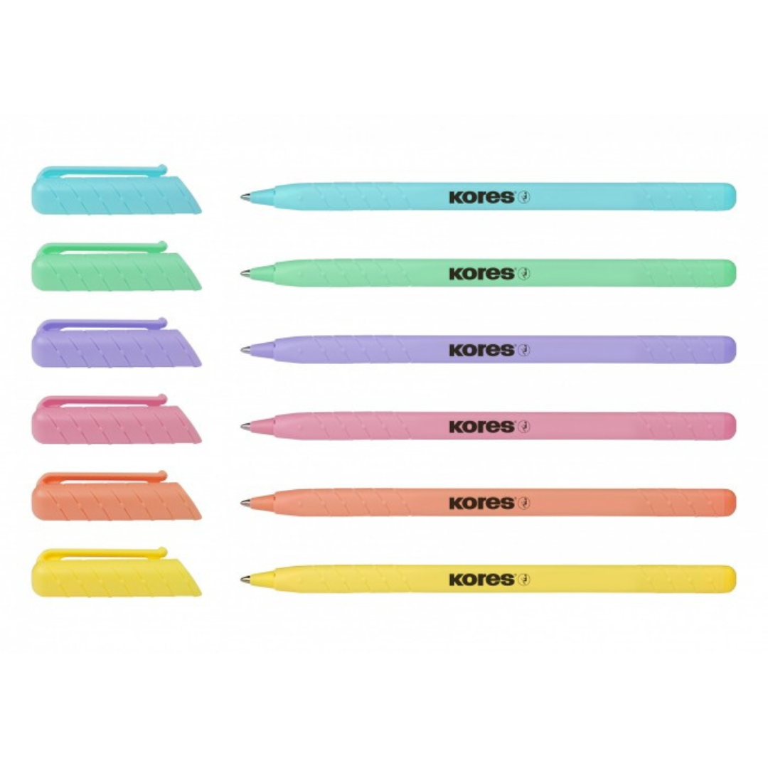 Image shows a set of 6 Kores pastel ballpoint pens