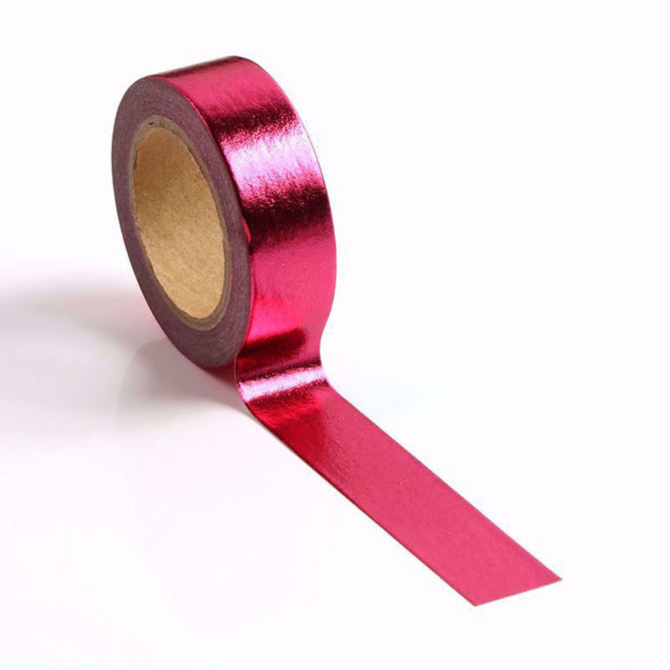Image shows a solid pink foil washi tape