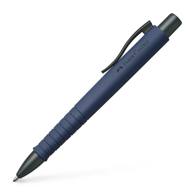 Image shows a navy Faber-Castell ballpoint pen