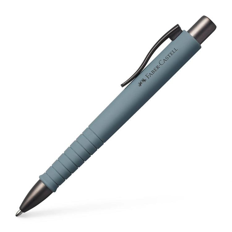 Image shows a grey Faber-Castell ballpoint pen