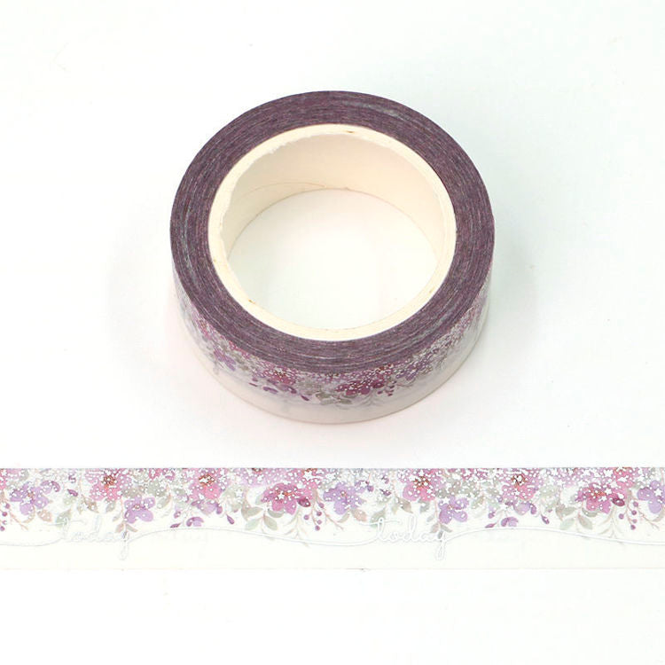 Image shows a washi tape with purple flowers