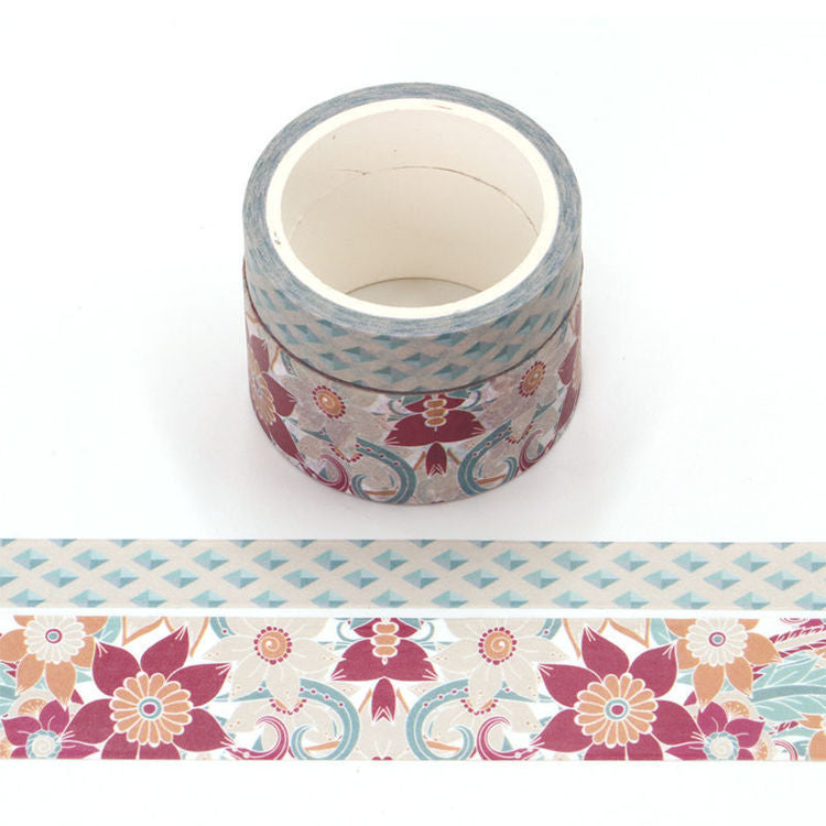 Image shows a tuberose scented washi tape set with a floral theme 