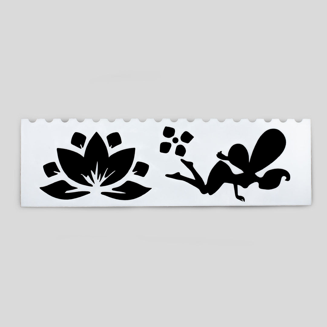 Image shows a floral and fairy stencil