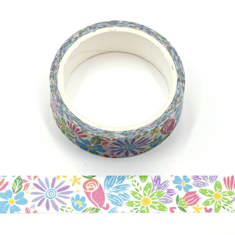Image shows a washi tape with flowers