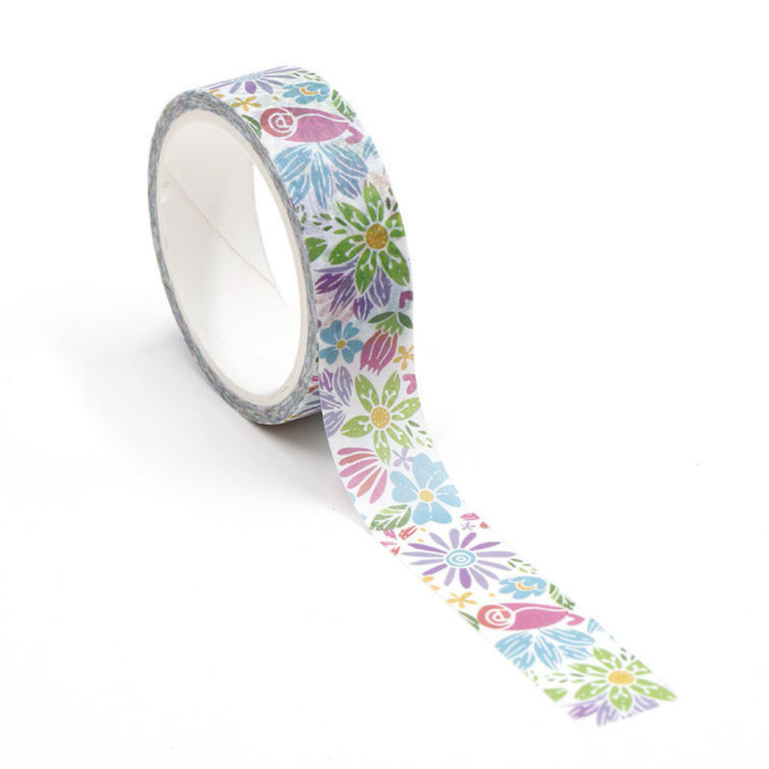 Image shows a washi tape with flowers