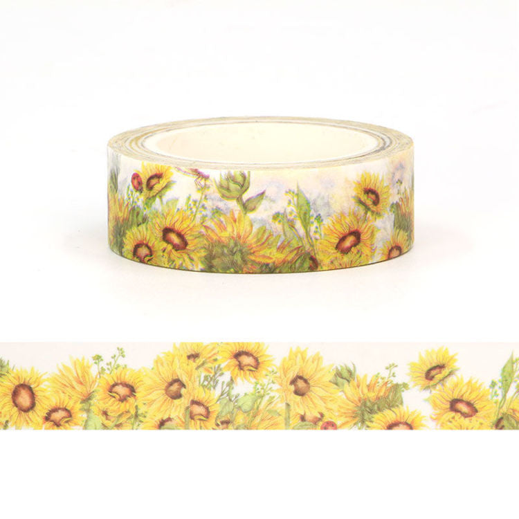 Image shows a washi tape with sunflowers