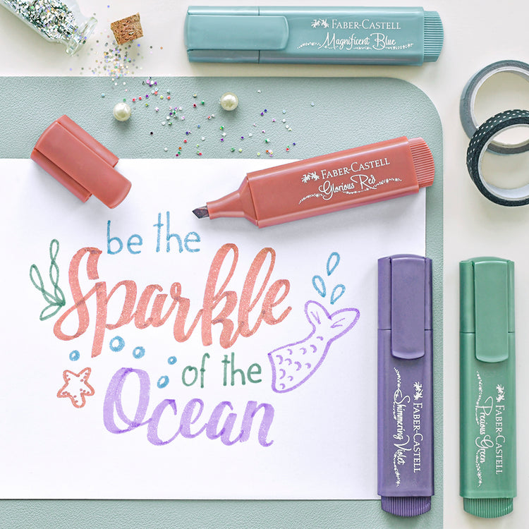 Image shows a set of Faber-Castell metallic marker and journal inspo