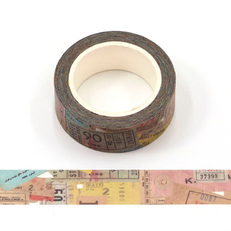 Image shows a washi tape with travelling stamps
