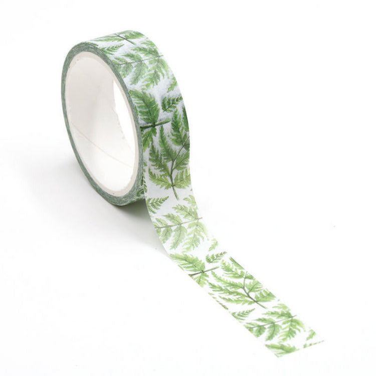Image shows a washi tape with green ferns