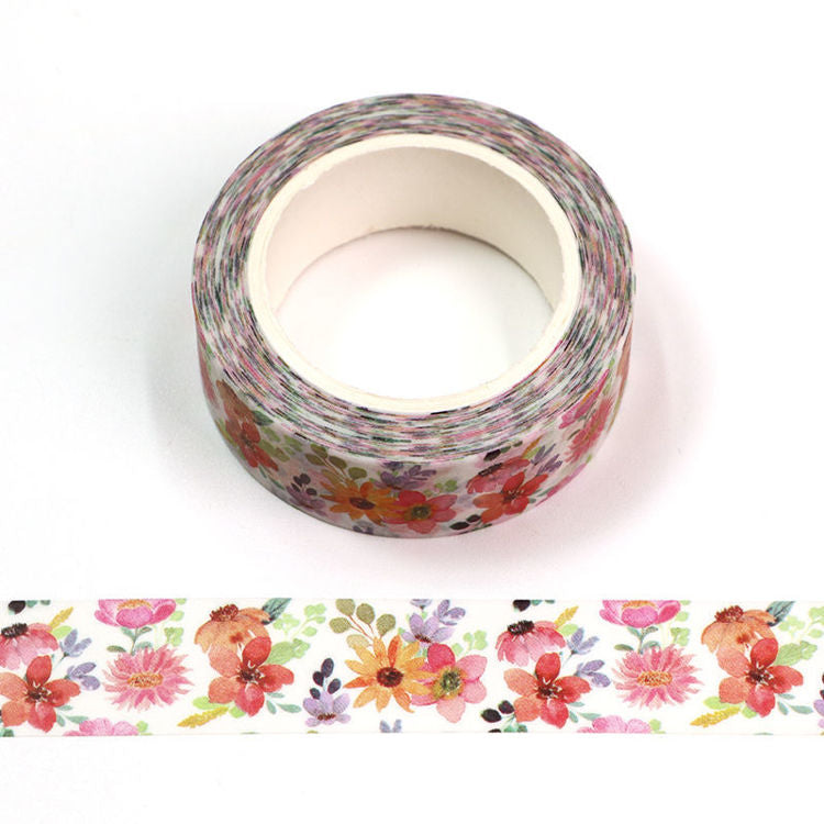 Image shows a multi colored flowers washi tape