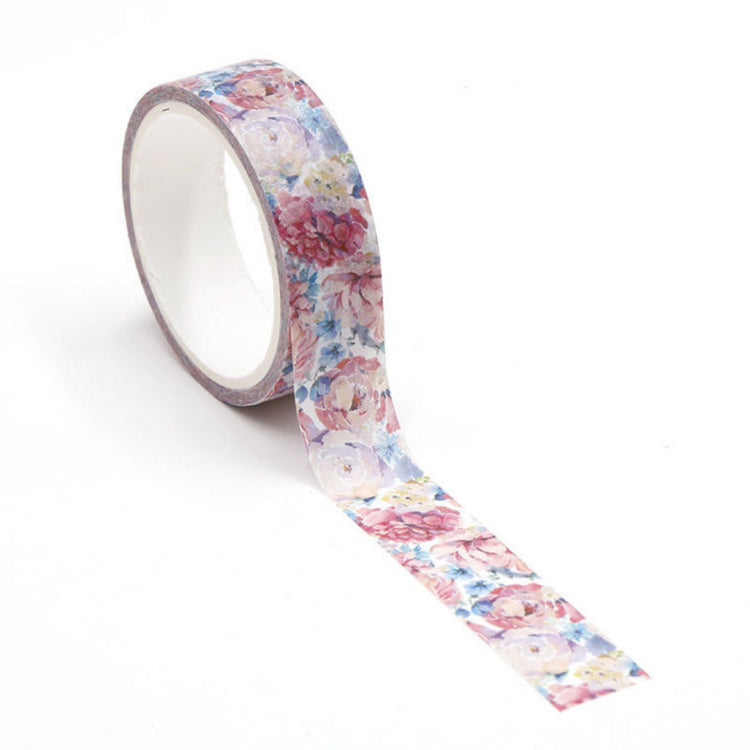 Image shows a washi tape with painted flowers