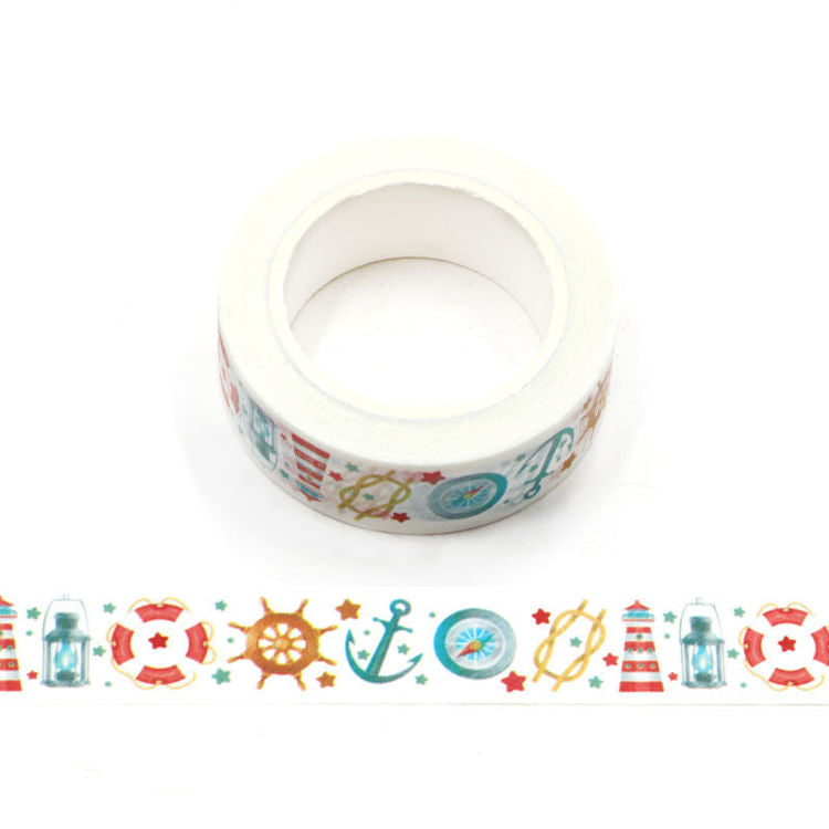 Image shows a washi tape with a yacht theme