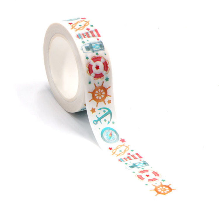 Image shows a washi tape with a yacht theme