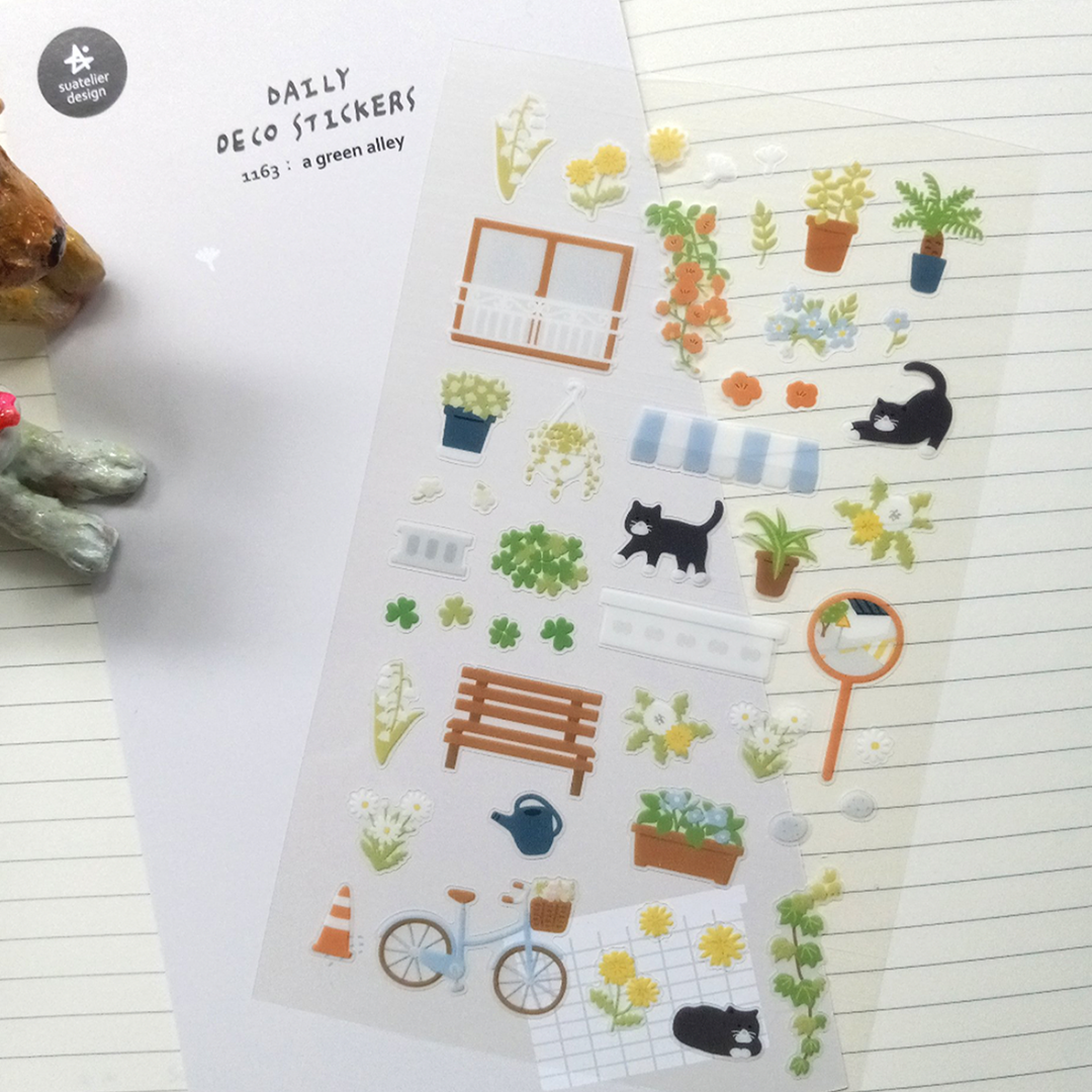 Image shows a floral garden themed sticker pack