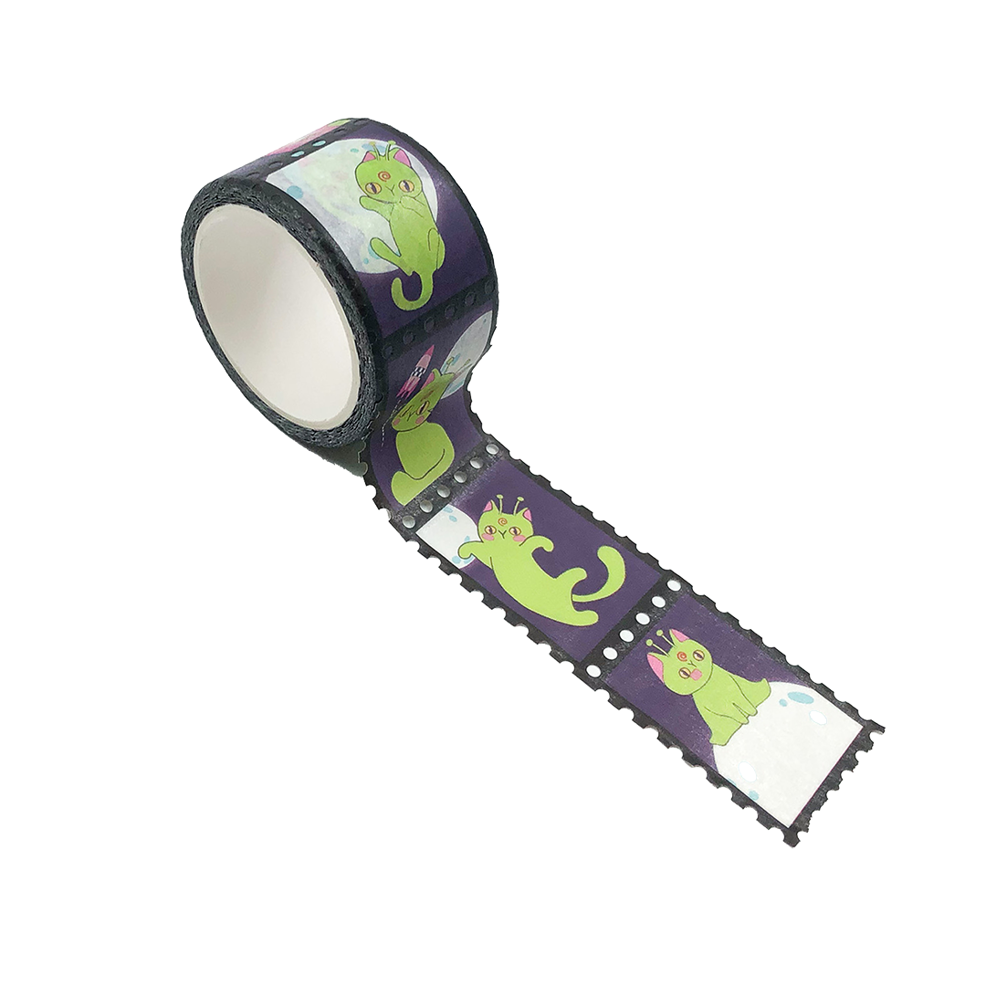 Image shows an alien kitty theme washi tape