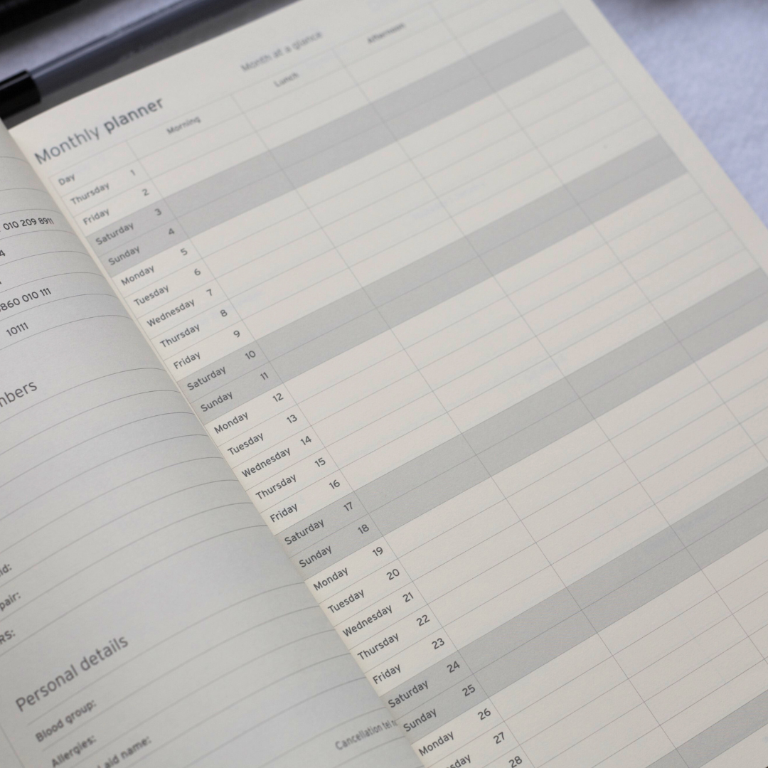 A4 Black Mauriati Diary Inside
