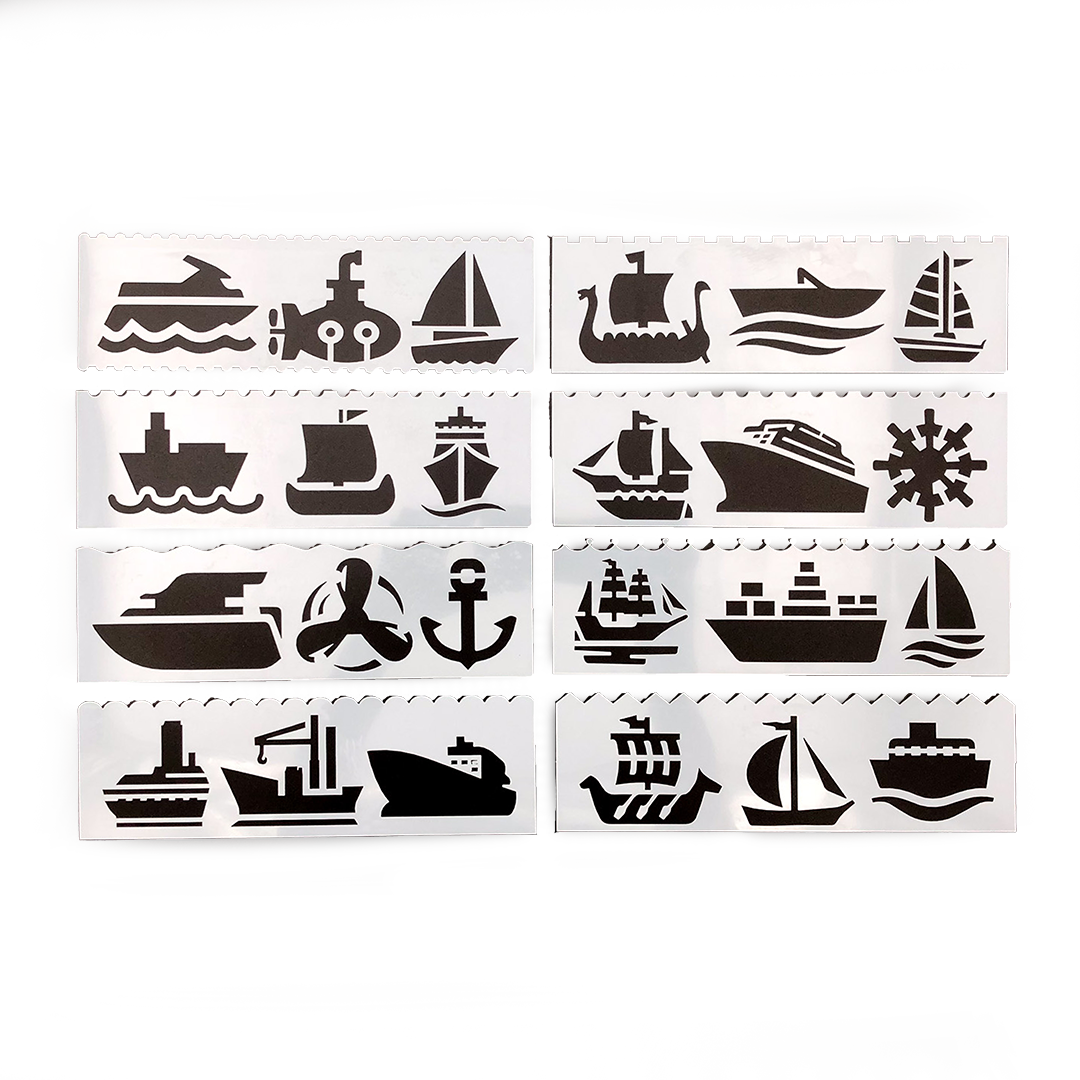 Mixed Boats Stencil Set of 8