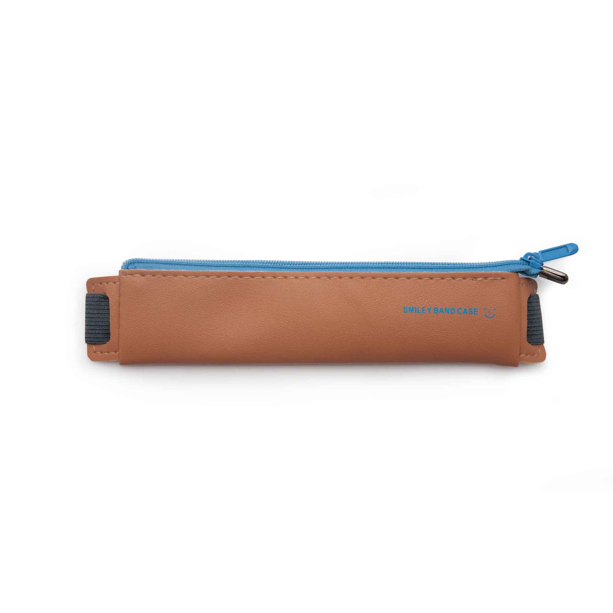 Image shows a brown diary/pencil pouch