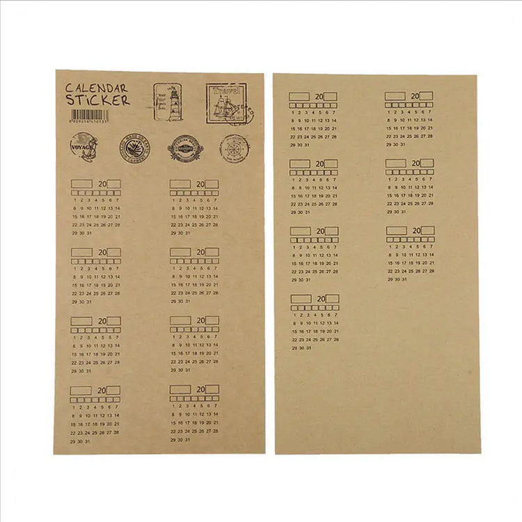Image shows a pack of calendar stickers