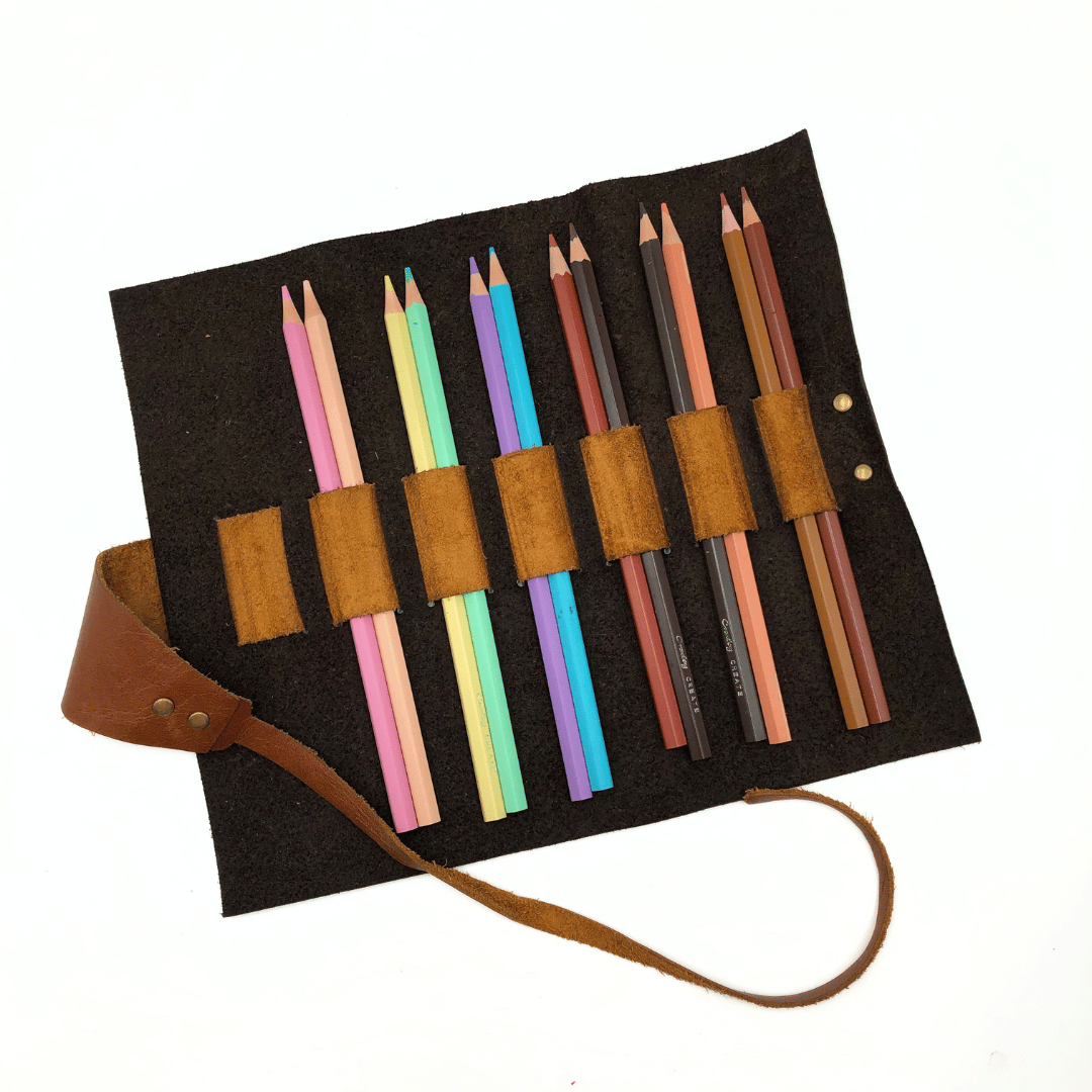 Leather Roll Up Pencil Pouch