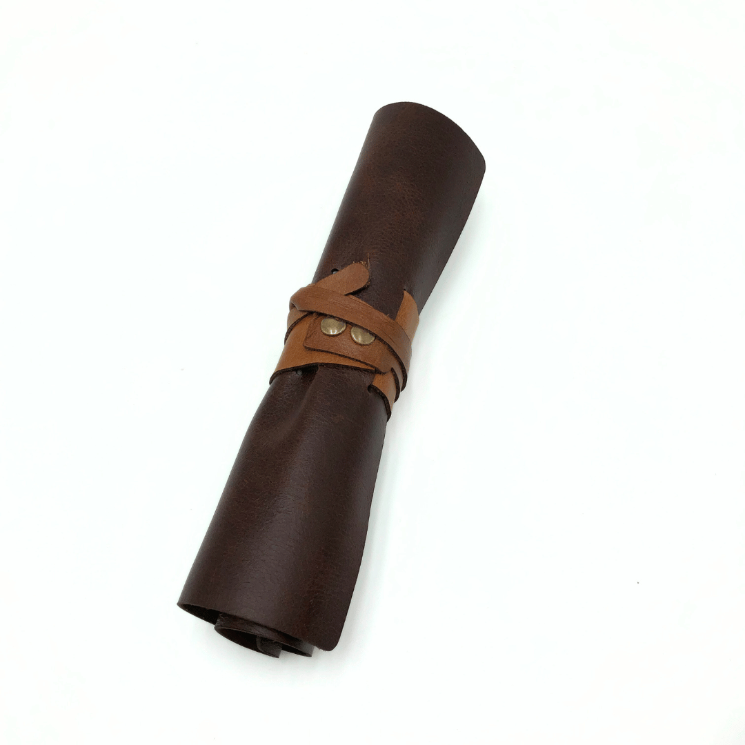 Leather Roll Up Pencil Pouch
