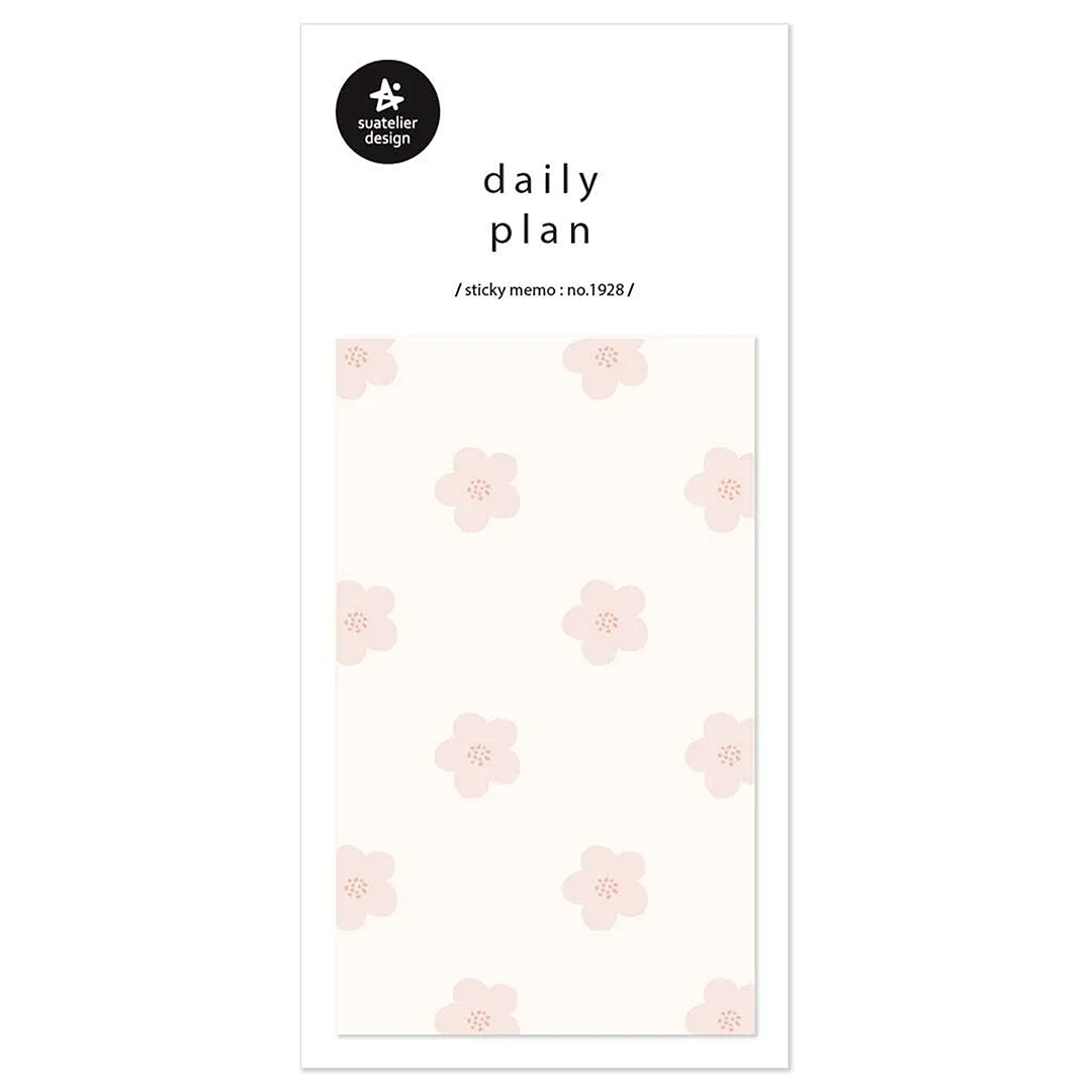 Image shows a pink flower memo pad