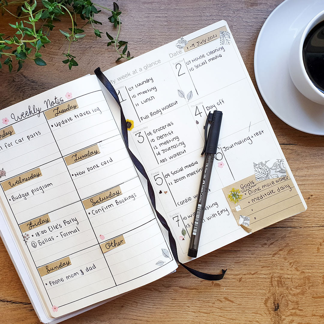 Image shows a weekly spread of the MultiPlanner 