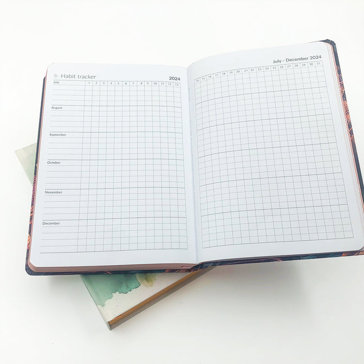 Image shows a habit tracker page in the MOM/WOW diary