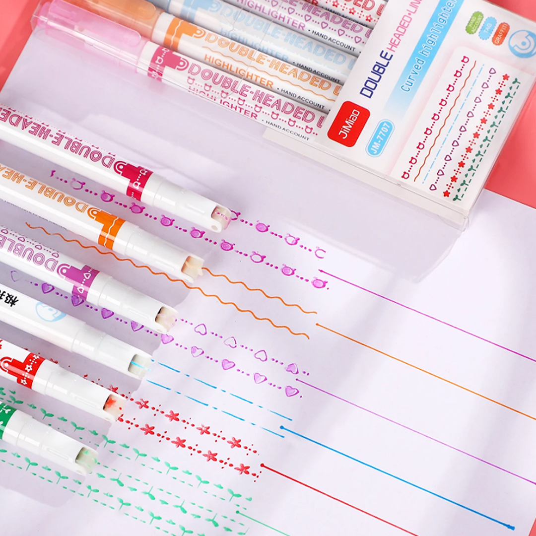 Image shows a set of pastel dual tip roller pens
