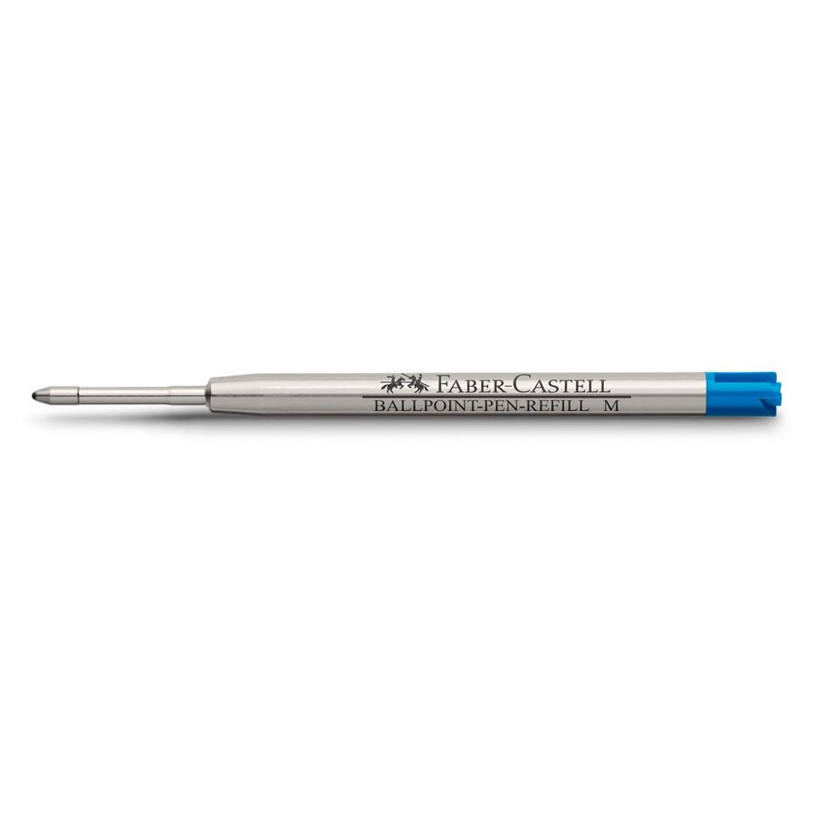 Image shows a blue Faber-Castell ballpoint pen refill