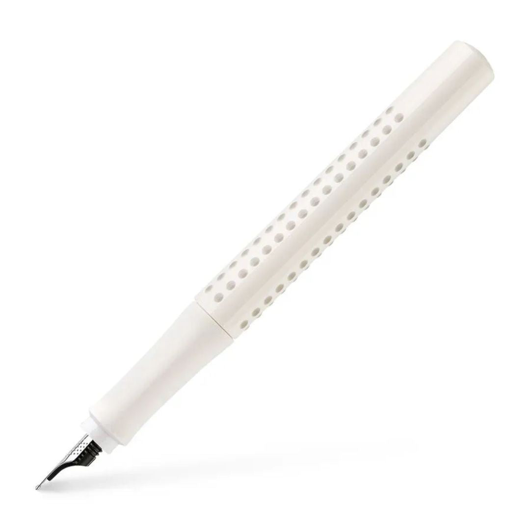 Image shows a white Faber-Castell fountain pen