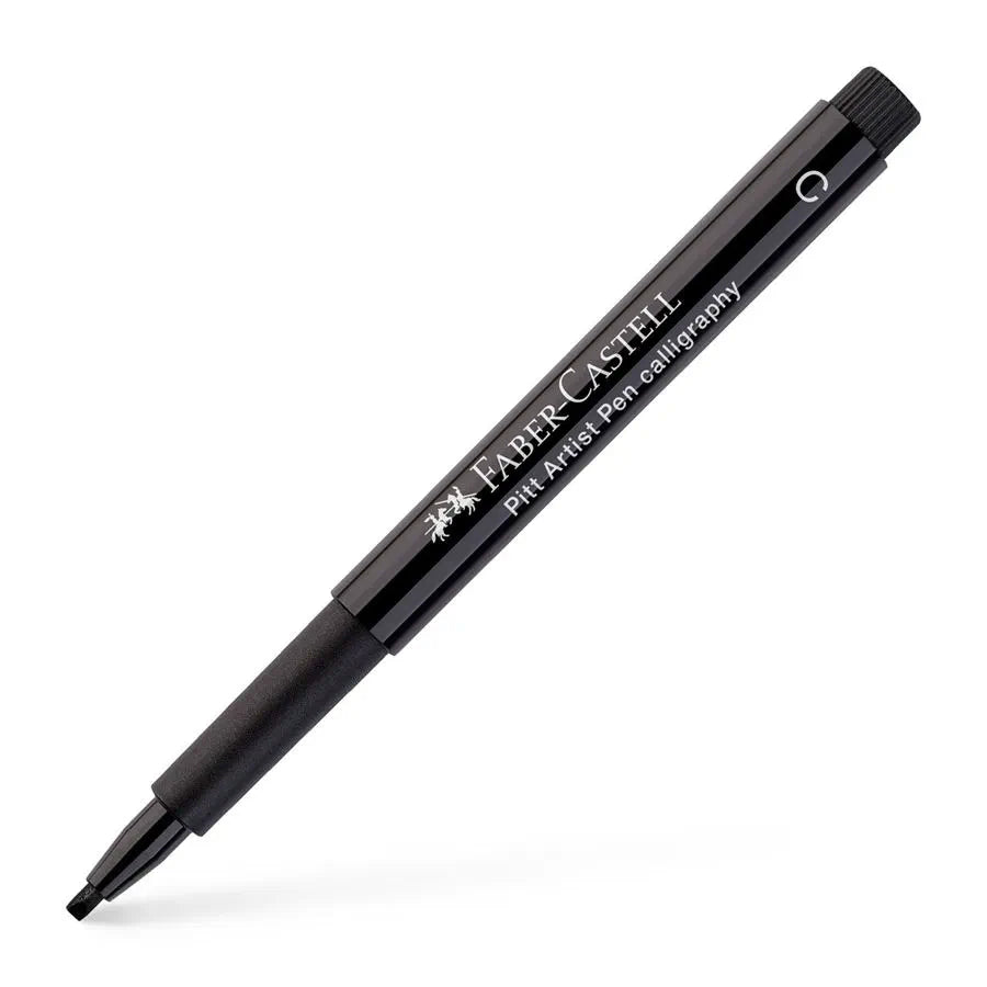 Image shows a black Faber-Castell Pitt Artist Calligraphy pen