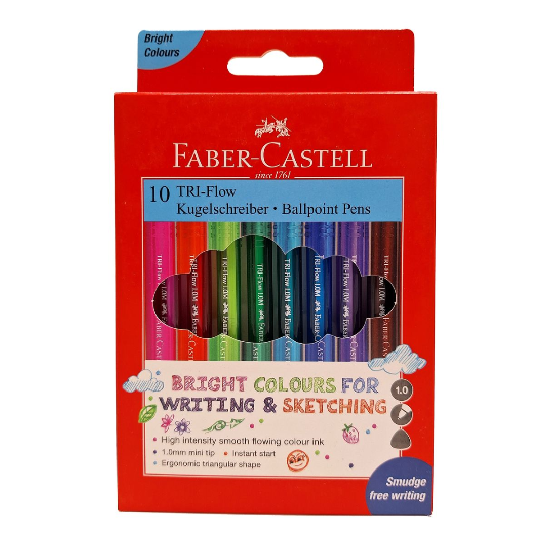 Faber-Castell Tri Flow Multi Colour Pens (10 pack)
