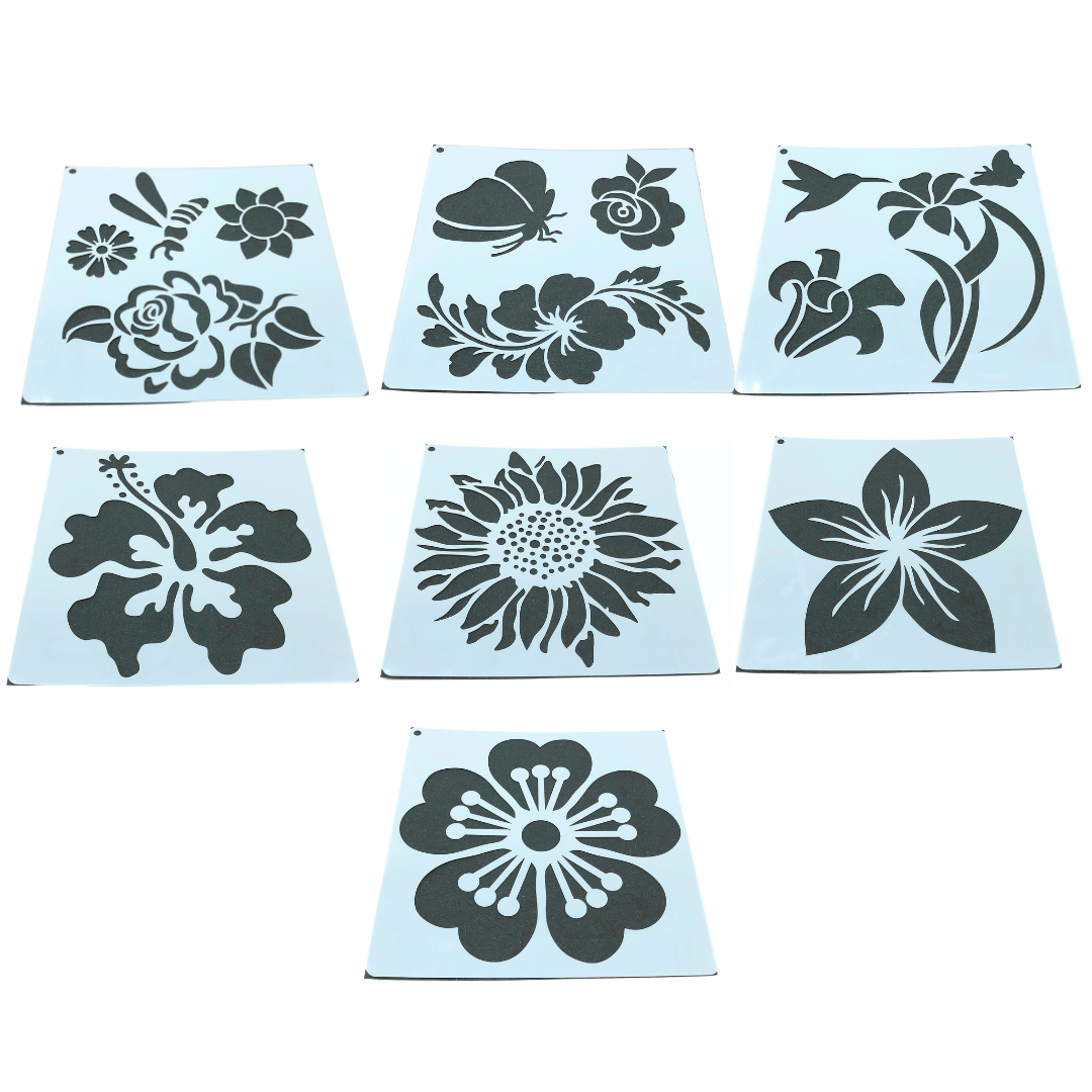 Flowers and Insects Journaling Stencil Set of 16